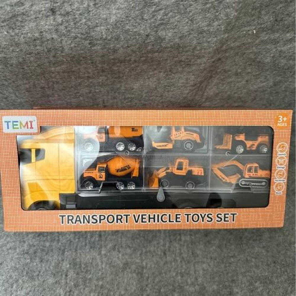 TEMI Toddler Toys Die-cast Construction Toys Car Carrier Vehicle Toy Set NIB